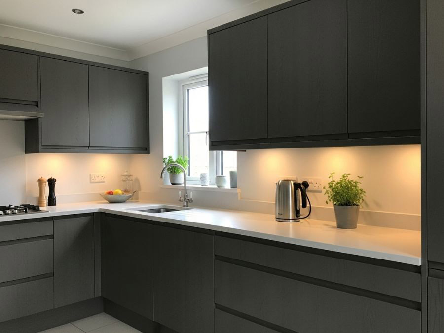 Matte Black Kitchen Cabinet Wrapping | Walls Master Toronto