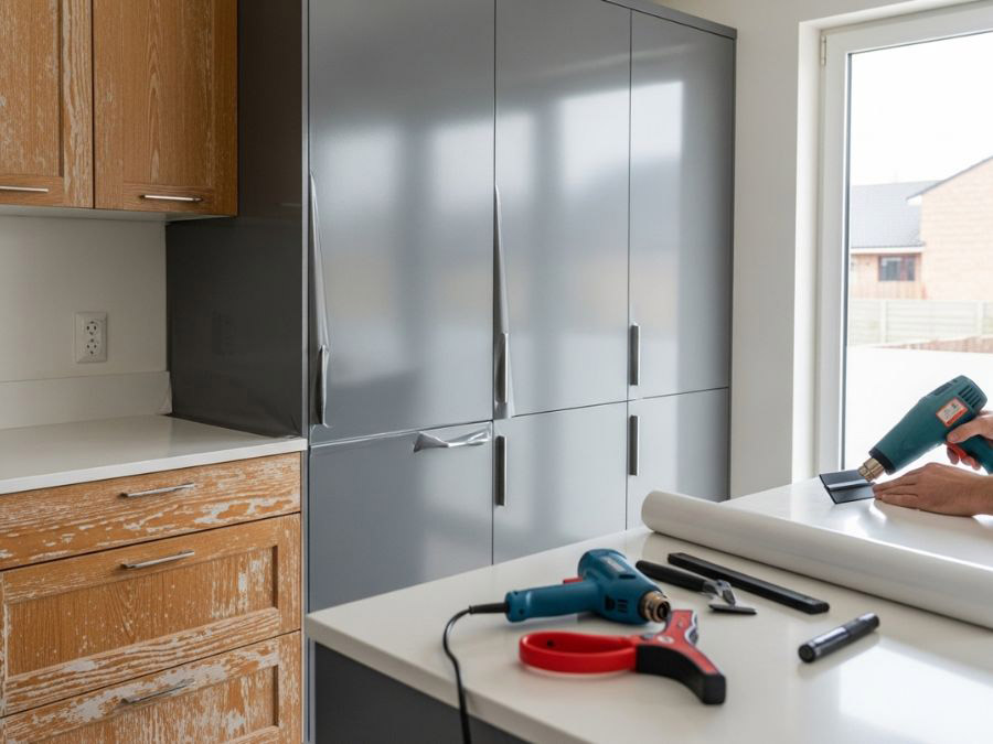 Kitchen Cabinet Wrapping & Refinishing Project | Walls Master Toronto