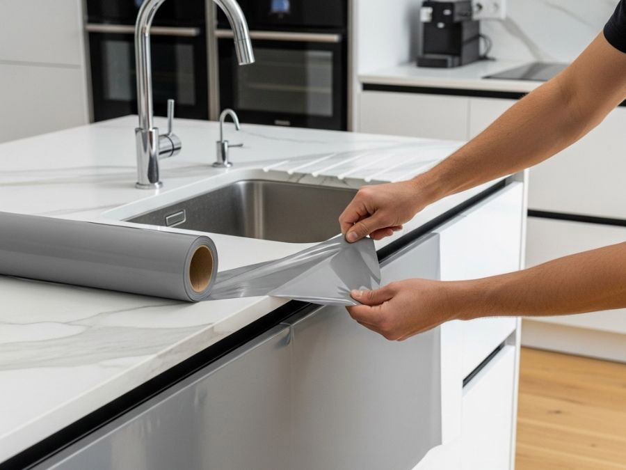 Kitchen Cabinet Wrapping Project | Walls Master Toronto