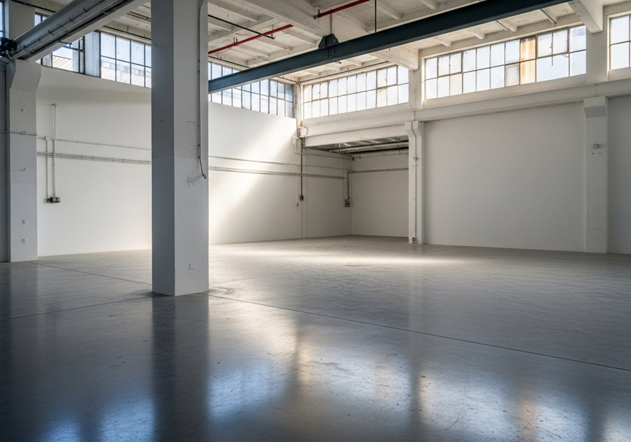 Industrial painting Toronto — white warehouse interior walls painted by Walls Master