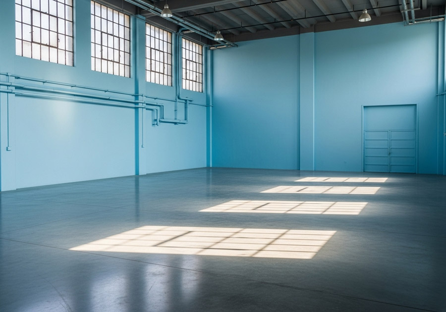 Industrial painting Toronto — blue wall coating for warehouse by Walls Master