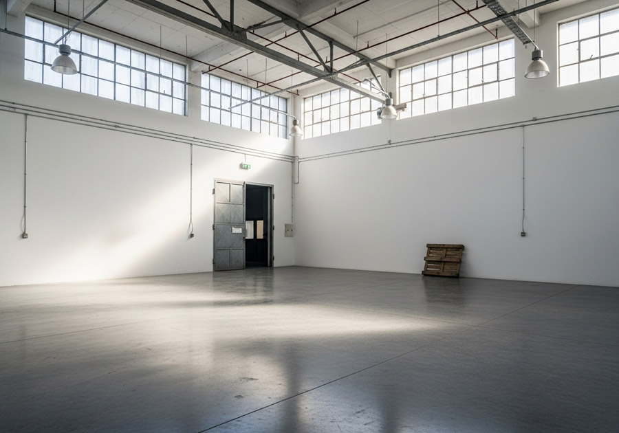 Industrial painting Toronto — freshly painted white walls in industrial facility by Walls Master