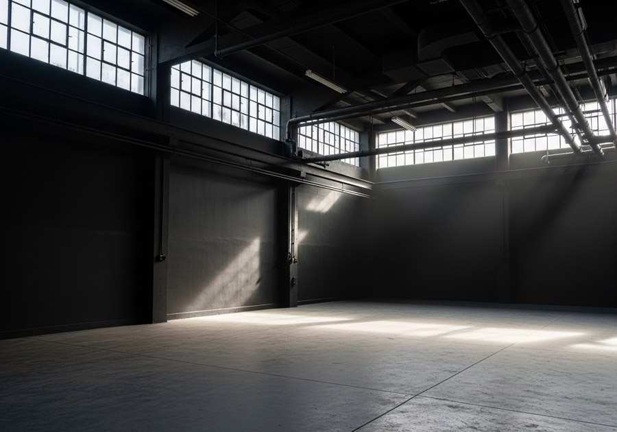 Industrial painting Toronto — dark gray warehouse walls coated by Walls Master